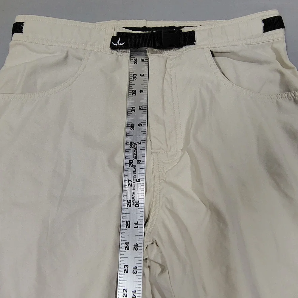 VINTAGE Prana Pants Men Medium Beige Breathe Cotton Blend Belted Hiking Climbing